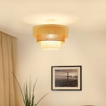 Brilagi - Taklampa CEDAR LUNETA 1xE27/15W/230V Ø 45 cm rotting/brun/krämvit