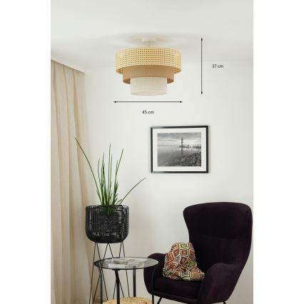 Brilagi - Taklampa CEDAR LUNETA 1xE27/15W/230V Ø 45 cm rotting/brun/krämvit