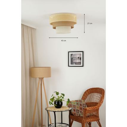 Brilagi - Taklampa CEDAR LUNETA 1xE27/15W/230V Ø 45 cm rotting/brun/krämvit