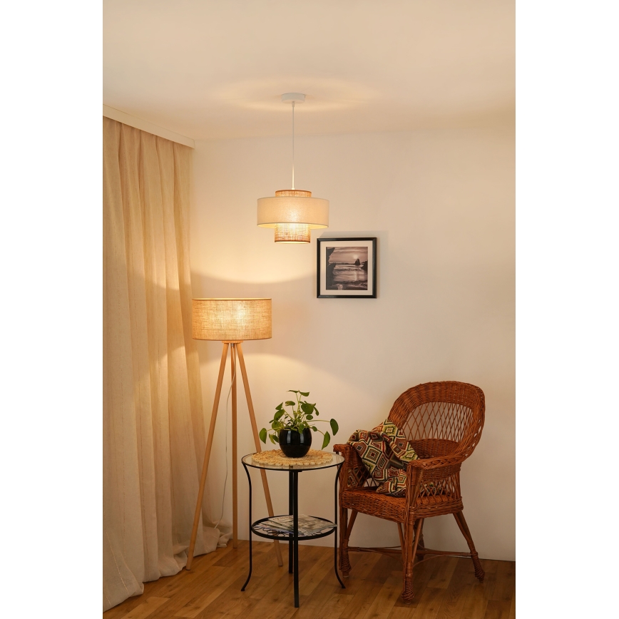 Brilagi - Taklampa DALLAS 1xE27/15W/230V Ø 30 cm brun/beige/vit