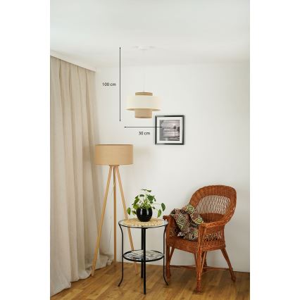 Brilagi - Taklampa DALLAS 1xE27/15W/230V Ø 30 cm brun/beige/vit