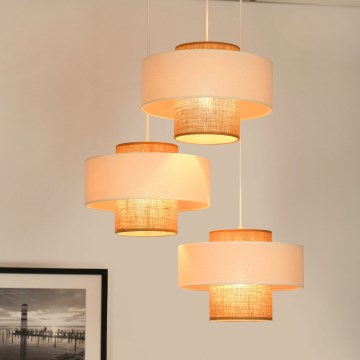 Brilagi - Taklampa DALLAS 3xE27/15W/230V brun/kräm/vit