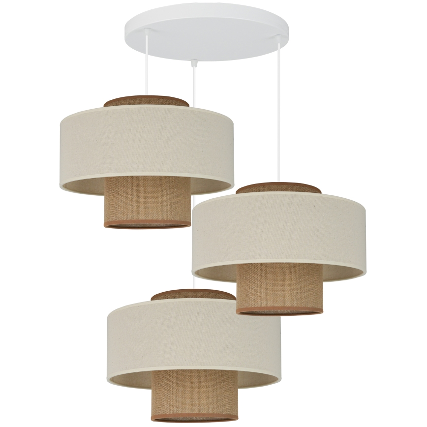 Brilagi - Taklampa DALLAS 3xE27/15W/230V brun/kräm/vit