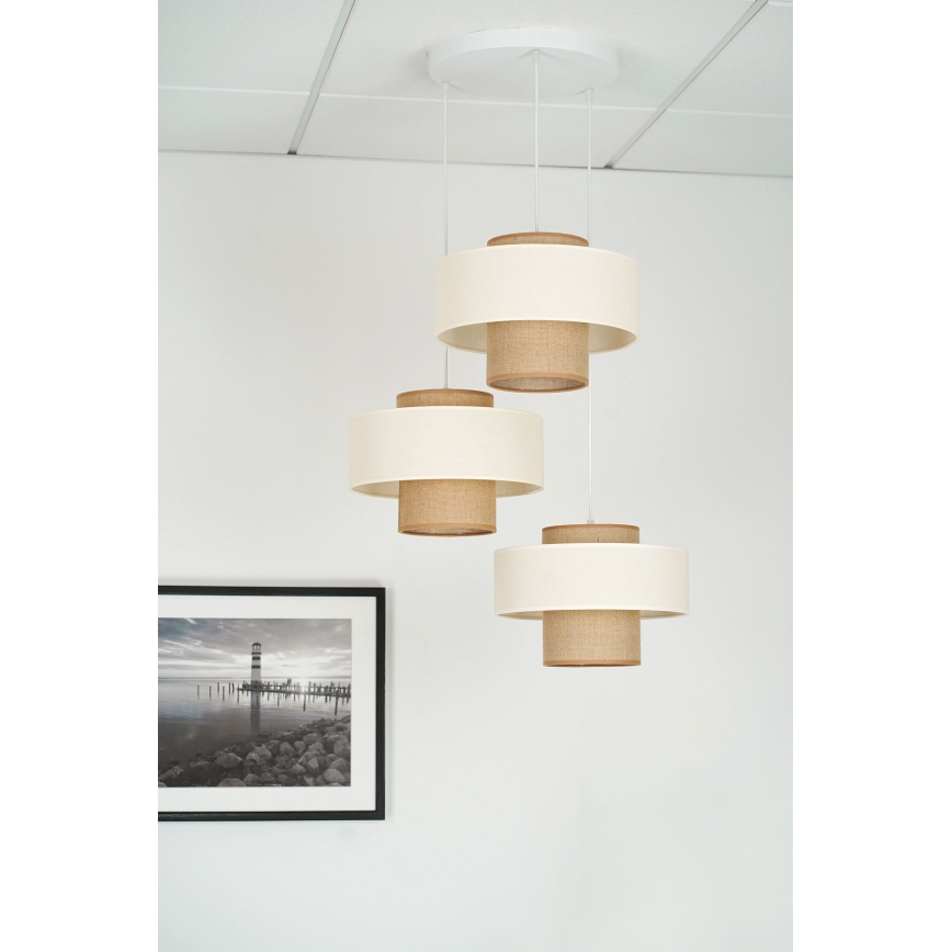 Brilagi - Taklampa DALLAS 3xE27/15W/230V brun/kräm/vit