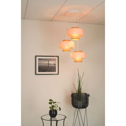 Brilagi - Taklampa DALLAS 3xE27/15W/230V brun/kräm/vit