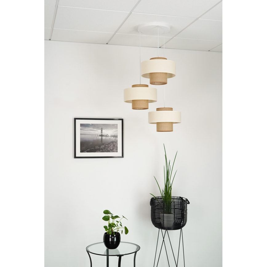 Brilagi - Taklampa DALLAS 3xE27/15W/230V brun/kräm/vit