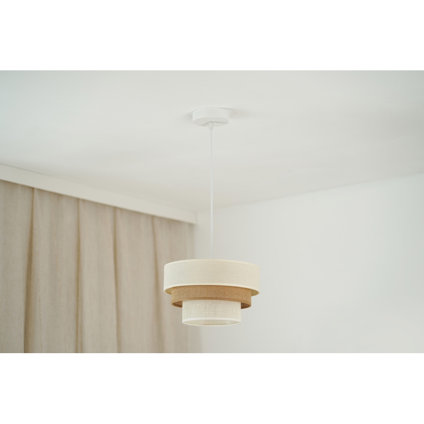 Brilagi - Taklampa DENVER LUNETA 1xE27/15W/230V Ø 25 cm beige/brun/krämfärgad