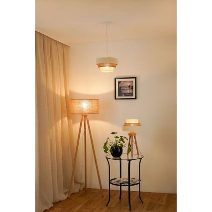 Brilagi - Taklampa DENVER LUNETA 1xE27/15W/230V Ø 25 cm beige/brun/krämfärgad