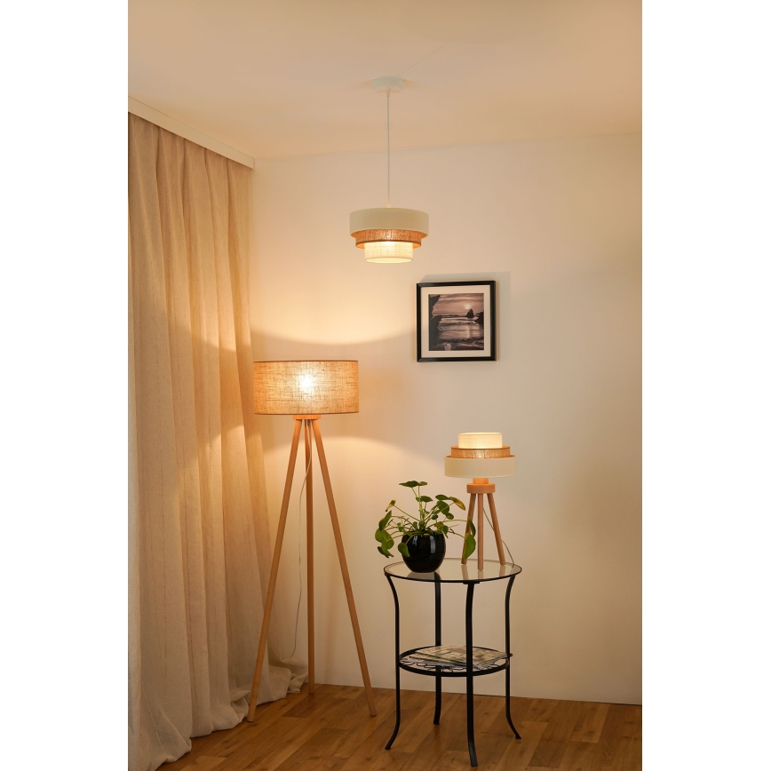 Brilagi - Taklampa DENVER LUNETA 1xE27/15W/230V Ø 25 cm beige/brun/krämfärgad