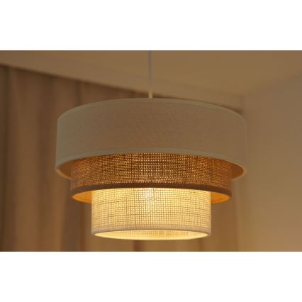 Brilagi - Taklampa DENVER LUNETA 1xE27/15W/230V Ø 25 cm beige/brun/krämfärgad