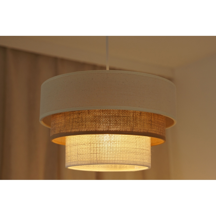 Brilagi - Taklampa DENVER LUNETA 1xE27/15W/230V Ø 25 cm beige/brun/krämfärgad