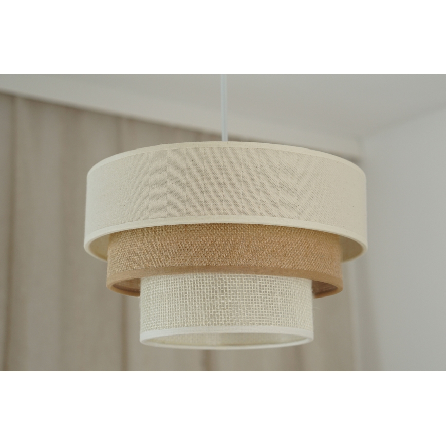 Brilagi - Taklampa DENVER LUNETA 1xE27/15W/230V Ø 25 cm beige/brun/krämfärgad