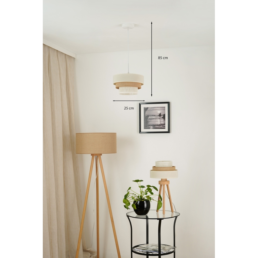 Brilagi - Taklampa DENVER LUNETA 1xE27/15W/230V Ø 25 cm beige/brun/krämfärgad