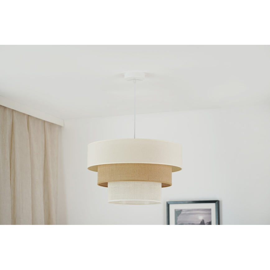 Brilagi - Taklampa DENVER LUNETA 1xE27/15W/230V Ø 45 cm beige/brun/krämfärgad