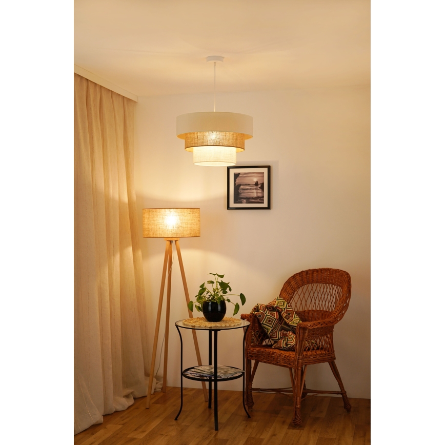 Brilagi - Taklampa DENVER LUNETA 1xE27/15W/230V Ø 45 cm beige/brun/krämfärgad