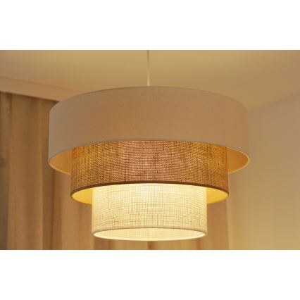 Brilagi - Taklampa DENVER LUNETA 1xE27/15W/230V Ø 45 cm beige/brun/krämfärgad