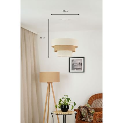 Brilagi - Taklampa DENVER LUNETA 1xE27/15W/230V Ø 45 cm beige/brun/krämfärgad