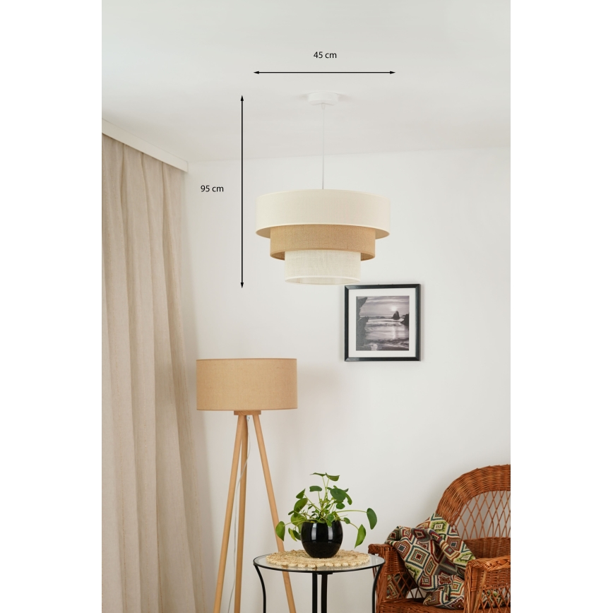 Brilagi - Taklampa DENVER LUNETA 1xE27/15W/230V Ø 45 cm beige/brun/krämfärgad