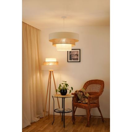 Brilagi - Taklampa DENVER LUNETA 1xE27/15W/230V Ø 60 cm beige/brun/krämfärgad
