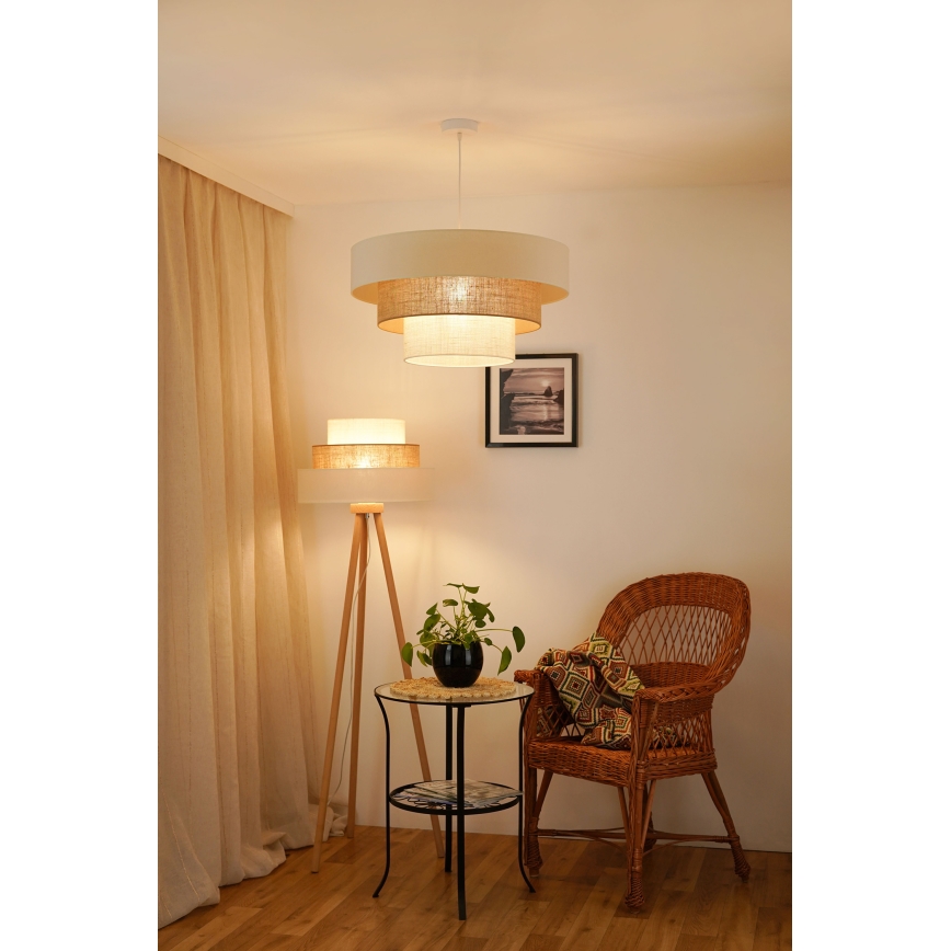 Brilagi - Taklampa DENVER LUNETA 1xE27/15W/230V Ø 60 cm beige/brun/krämfärgad
