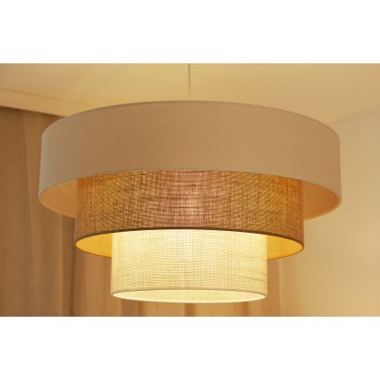 Brilagi - Taklampa DENVER LUNETA 1xE27/15W/230V Ø 60 cm beige/brun/krämfärgad