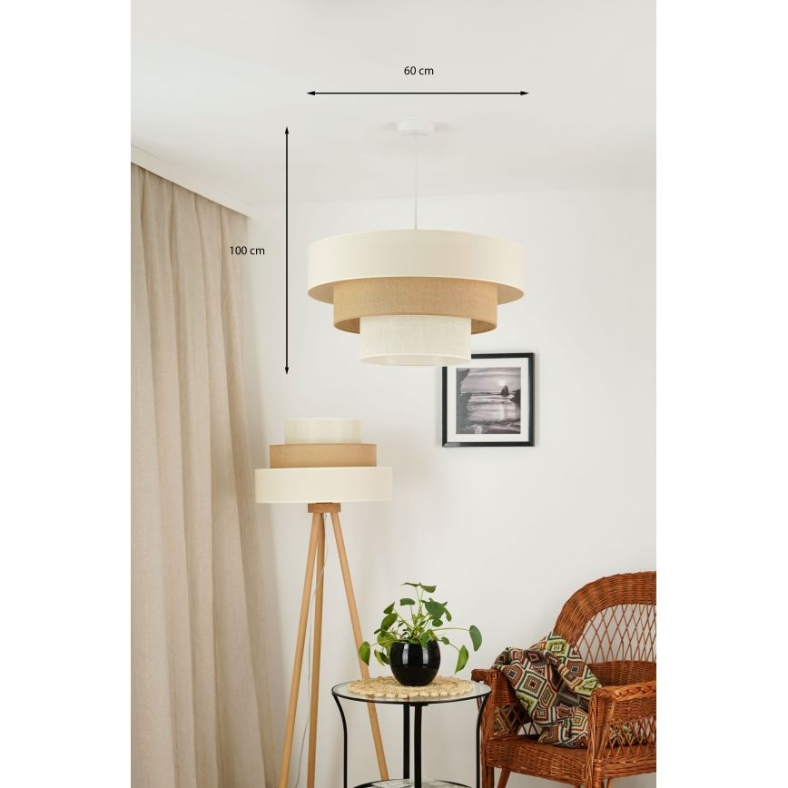Brilagi - Taklampa DENVER LUNETA 1xE27/15W/230V Ø 60 cm beige/brun/krämfärgad