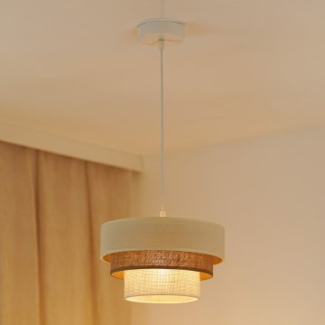 Brilagi - Taklampa DENVER LUNETA 1xE27/15W/230V Ø 25 cm beige/brun/krämfärgad