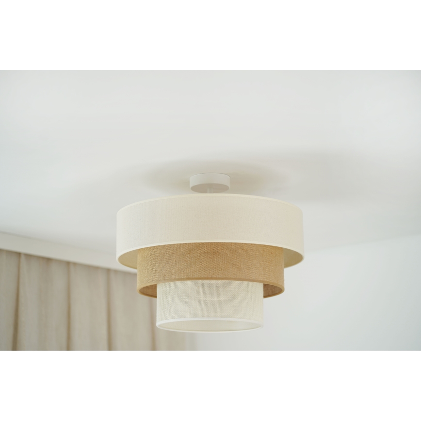 Brilagi - Taklampa DENVER LUNETA 1xE27/15W/230V Ø 45 cm beige/brun/krämfärgad