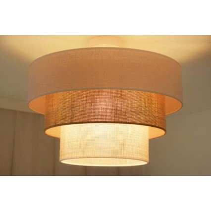Brilagi - Taklampa DENVER LUNETA 1xE27/15W/230V Ø 45 cm beige/brun/krämfärgad