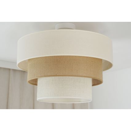Brilagi - Taklampa DENVER LUNETA 1xE27/15W/230V Ø 45 cm beige/brun/krämfärgad