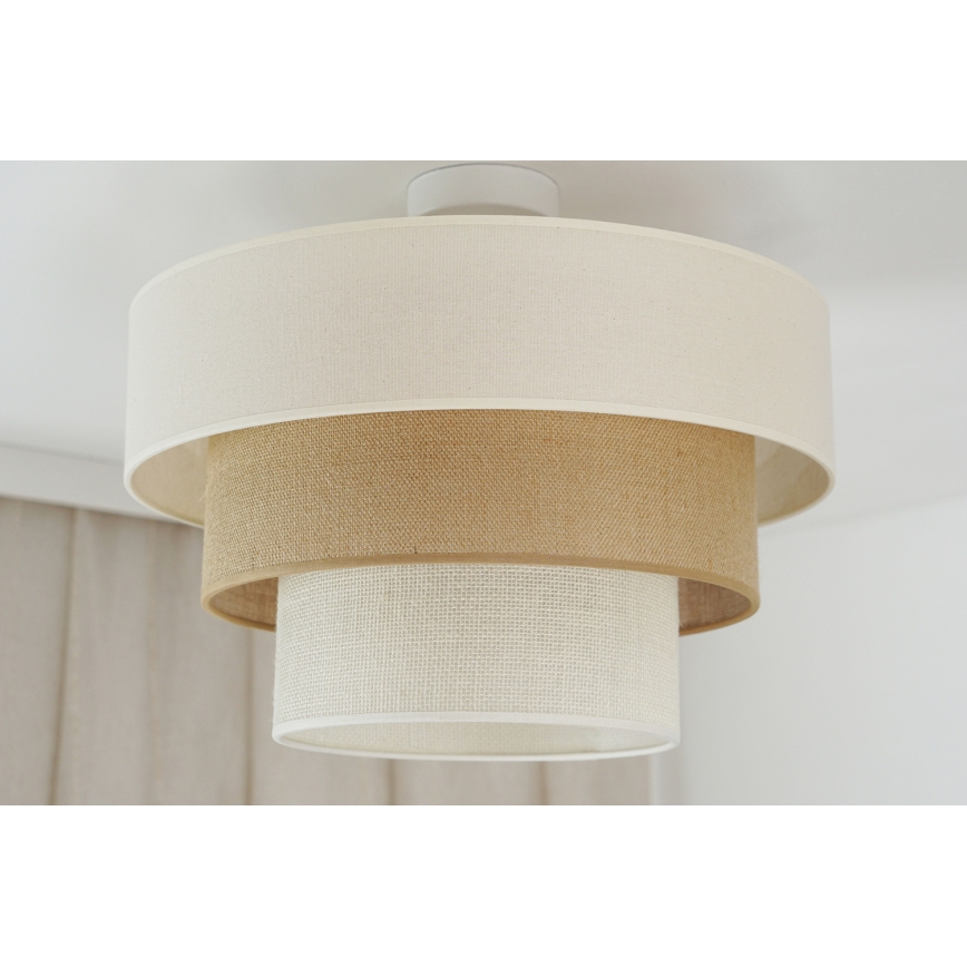 Brilagi - Taklampa DENVER LUNETA 1xE27/15W/230V Ø 45 cm beige/brun/krämfärgad