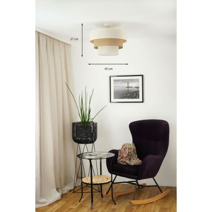 Brilagi - Taklampa DENVER LUNETA 1xE27/15W/230V Ø 45 cm beige/brun/krämfärgad