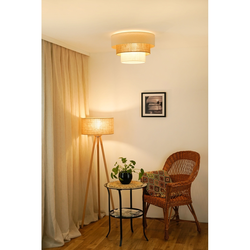 Brilagi - Taklampa DENVER LUNETA 1xE27/15W/230V Ø 45 cm beige/brun/krämfärgad