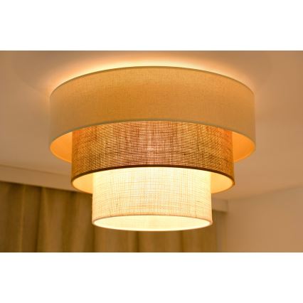 Brilagi - Taklampa DENVER LUNETA 1xE27/15W/230V Ø 45 cm beige/brun/krämfärgad