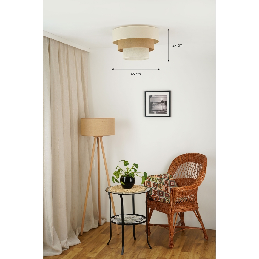Brilagi - Taklampa DENVER LUNETA 1xE27/15W/230V Ø 45 cm beige/brun/krämfärgad
