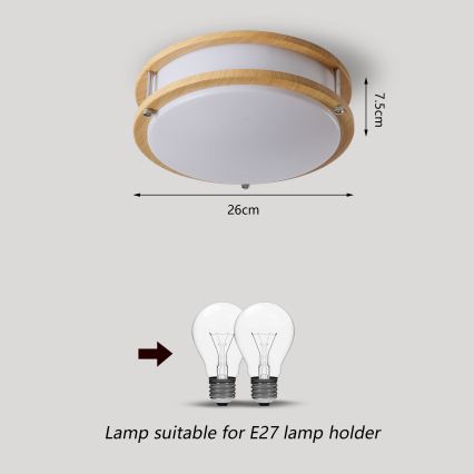 Brilagi - Taklampa ELARO 2xE27/40W/230V Ø 26 cm, trädekor