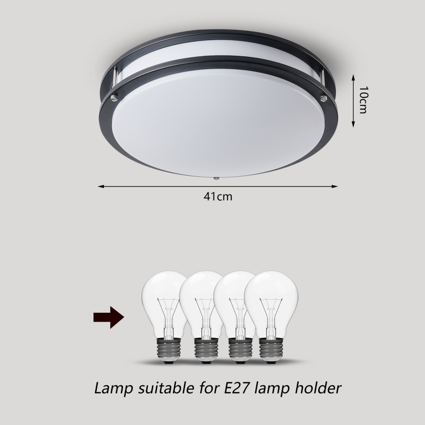 Brilagi - Taklampa ELARO 4xE27/40W/230V Ø 41 cm svart