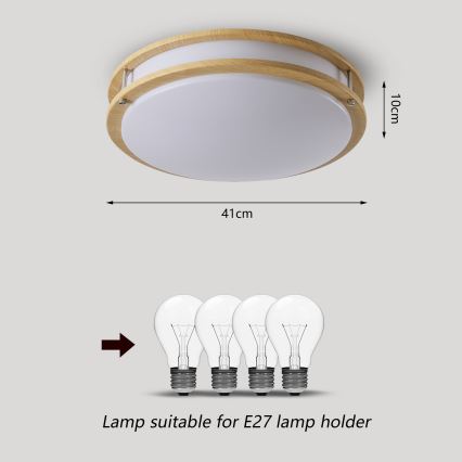 Brilagi - Taklampa ELARO 4xE27/40W/230V Ø 41 cm träfinish