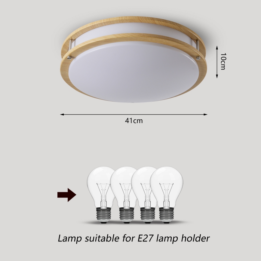 Brilagi - Taklampa ELARO 4xE27/40W/230V Ø 41 cm träfinish