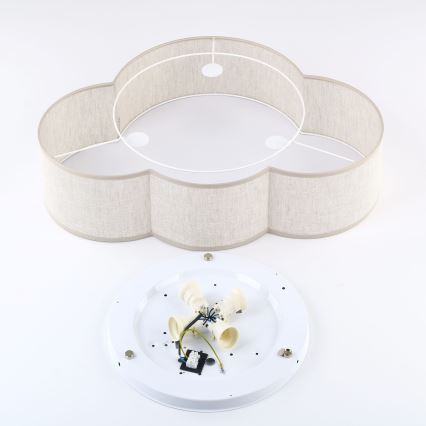 Brilagi - Taklampa för barn NIMBUS LINEN 4xE27/15W/230V 46x63 cm beige