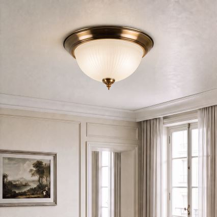 BRILAGI - Taklampa FRESCO 2xE27/40W/230V Ø 28 cm mässing