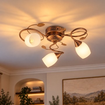 BRILAGI - Taklampa GRACE 3xE27/40W/230V Ø 53 cm patina/koppar