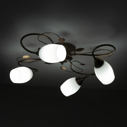 BRILAGI - Taklampa GRACE 4xE27/40W/230V Ø 68 cm patina/koppar