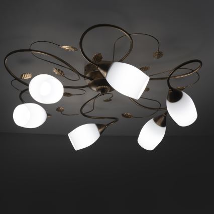 BRILAGI - Taklampa GRACE 6xE27/40W/230V Ø 79 cm patina/koppar