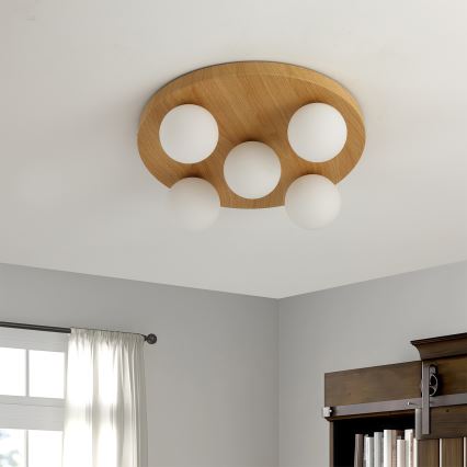Brilagi - Taklampa LUND WOOD 5xG9/9W/230V Ø 40 cm trä