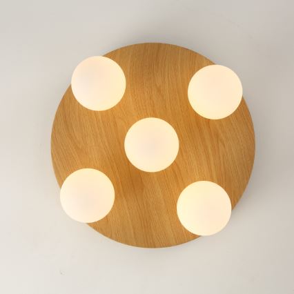 Brilagi - Taklampa LUND WOOD 5xG9/9W/230V Ø 40 cm trä