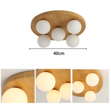 Brilagi - Taklampa LUND WOOD 5xG9/9W/230V Ø 40 cm trä