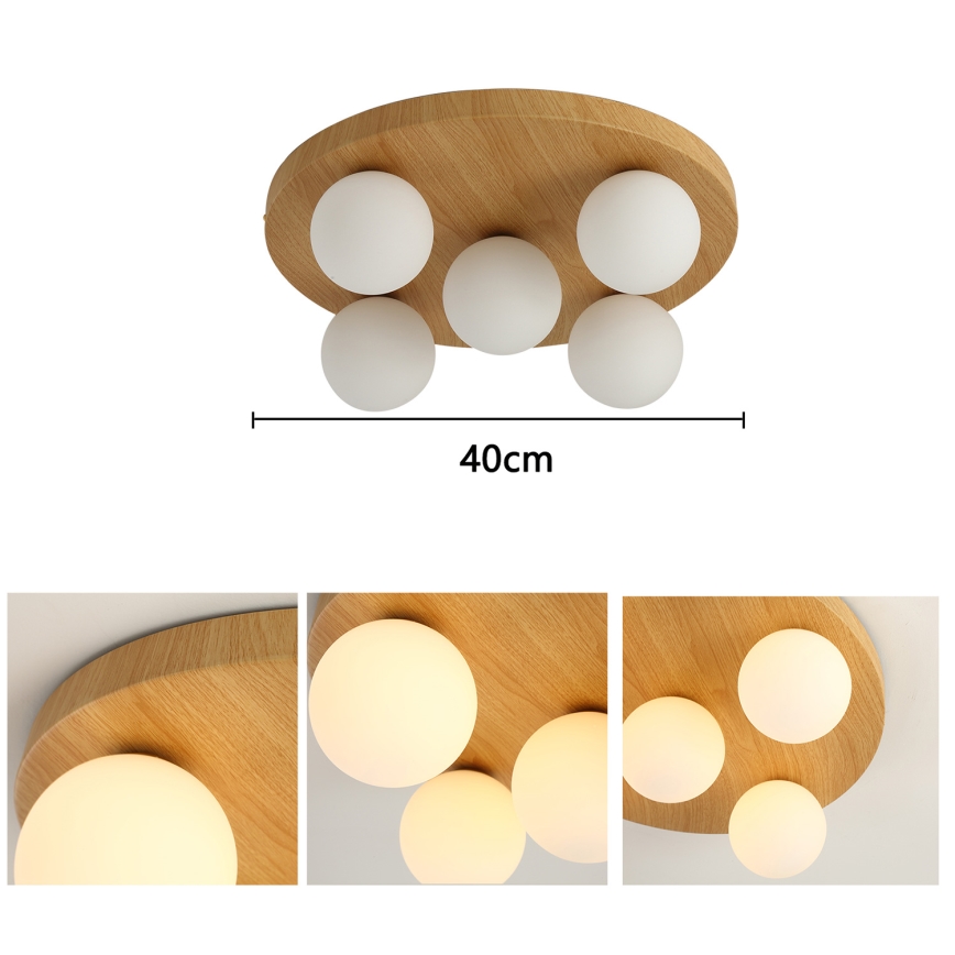 Brilagi - Taklampa LUND WOOD 5xG9/9W/230V Ø 40 cm trä