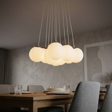 Brilagi - Taklampa med kabel GLOBE 10xE14/15W/230V vit