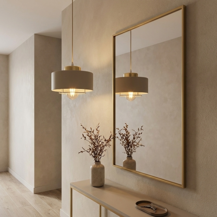 Brilagi - Taklampa med kabel SPRING 1xE27/60W/230V Ø 20 cm beige/guld